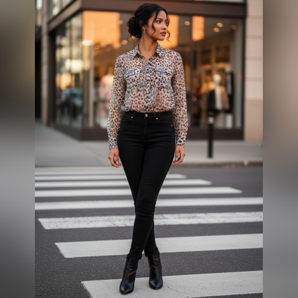 Equipment Leopard print Silk blouse size XS